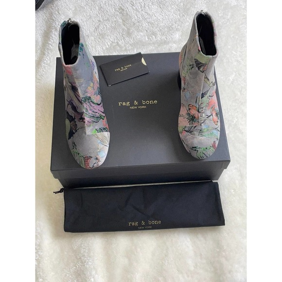 rag & bone | Shoes | Rag Bone Drea Gray Velvet Floral Ankle  Rag & Bone Drea Boot 36 Velvet Floral